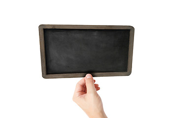 Image showing Hand holding blackboard