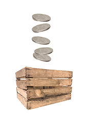 Image showing Coins into a box