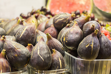 Image showing Fresh Ripe Figs heap in Street Market