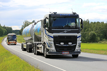 Image showing Volvo FH Milk Tank Truck on Summer Road