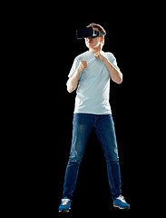 Image showing man in virtual reality headset or 3d glasses