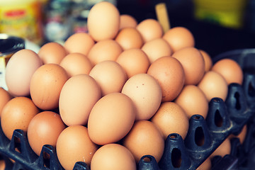 Image showing fresh eggs on tray at asian street market