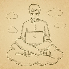 Image showing Man working on laptop.