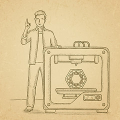 Image showing Man with three D printer.