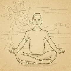 Image showing Man meditating in lotus pose.