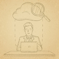 Image showing Man working on laptop.