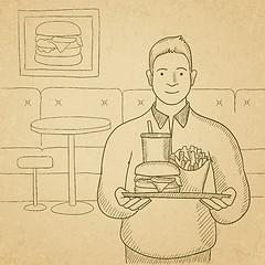 Image showing Man with fast food.