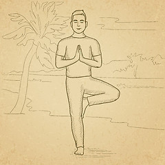 Image showing Man practicing yoga.