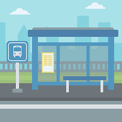 Image showing Background of bus stop with skyscrapers behind.
