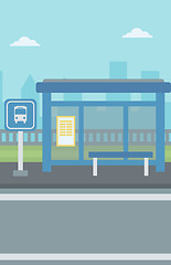 Image showing Background of bus stop with skyscrapers behind.