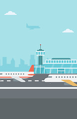 Image showing Background of airport with airplanes.