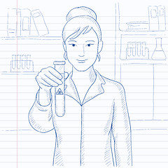 Image showing Laboratory assistant with test tube.