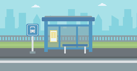 Image showing Background of bus stop with skyscrapers behind.