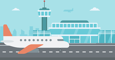 Image showing Background of airport with airplane.