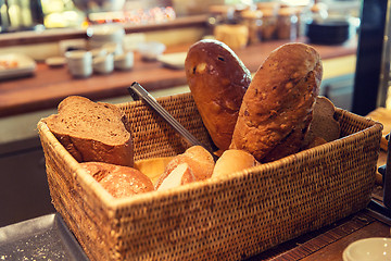 Image showing basket with bread at restaurant