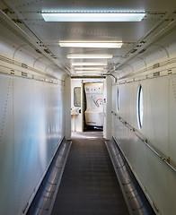 Image showing Jetway, walking towards the plane, selective focus