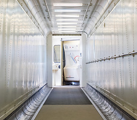 Image showing Jetway, walking towards the plane, selective focus