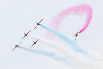 Image showing LEEUWARDEN, THE NETHERLANDS - JUNE 10, 2016: RAF Red Arrows perf