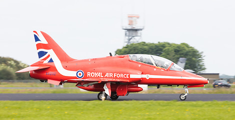 Image showing LEEUWARDEN, THE NETHERLANDS - JUNE 10, 2016: RAF Red Arrows perf