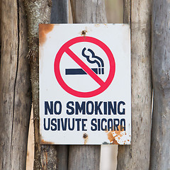 Image showing Old no smoking sign