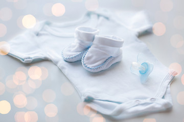 Image showing close up of baby boys clothes for newborn on table