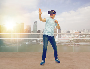 Image showing man in virtual reality headset or 3d glasses