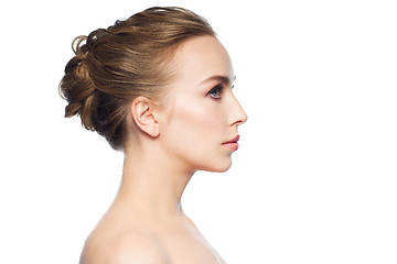 Image showing beautiful young woman face over white background