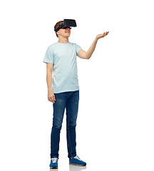 Image showing happy man in virtual reality headset or 3d glasses