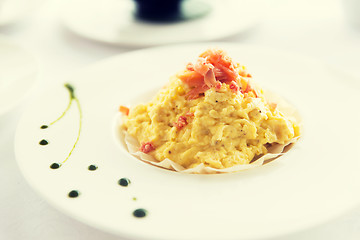 Image showing close up of restaurant dish on table