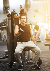 Image showing man exercising on gym machine