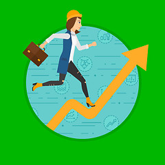 Image showing Woman running on growth graph. 