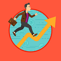 Image showing Man running on growth graph. 