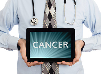 Image showing Doctor holding tablet - Cancer