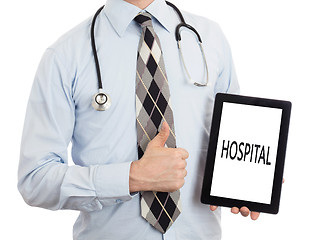 Image showing Doctor holding tablet - Hospital