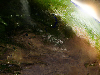 Image showing Mongolia from space during sunrise