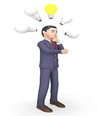 Image showing Character Lightbulbs Shows Power Source And Business 3d Renderin