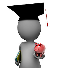 Image showing Education Savings Shows Piggy Bank And Rich 3d Rendering