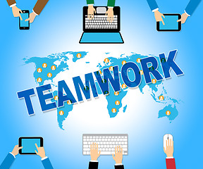 Image showing Business Teamwork Shows Web Site And Combined