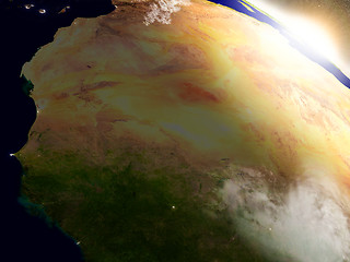 Image showing Mali and Senegal from space during sunrise