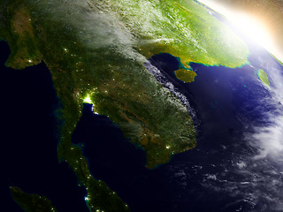 Image showing Thailand from space during sunrise