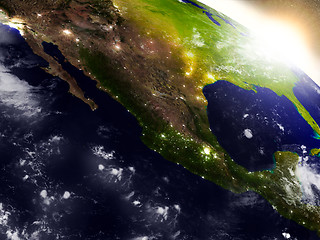 Image showing Mexico from space during sunrise