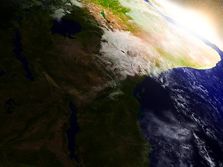 Image showing Tanzania from space during sunrise