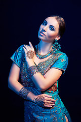 Image showing Fine art portrait of beautiful fashion Indian