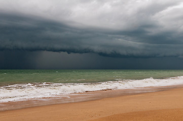 Image showing Dark stormy sky and sea. 