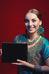 Image showing Woman wearing traditional Indian sari