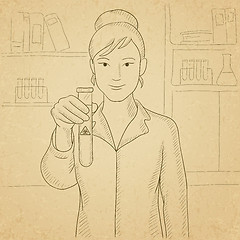 Image showing Laboratory assistant with test tube.