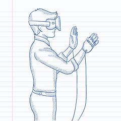 Image showing Man wearing virtual reality headset.