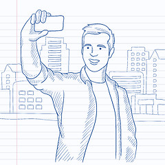 Image showing Man making selfie.