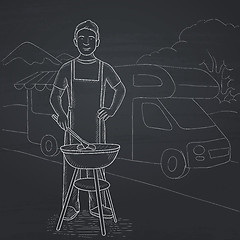 Image showing Man preparing barbecue.