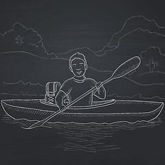 Image showing Man canoeing on the river.